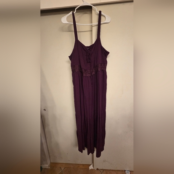 Torrid Plum Purple Maxi Dress Lace Up Chest - Picture 2 of 3